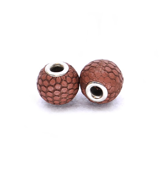 Leather donut beads python (2 pieces) 14 mm - Brown